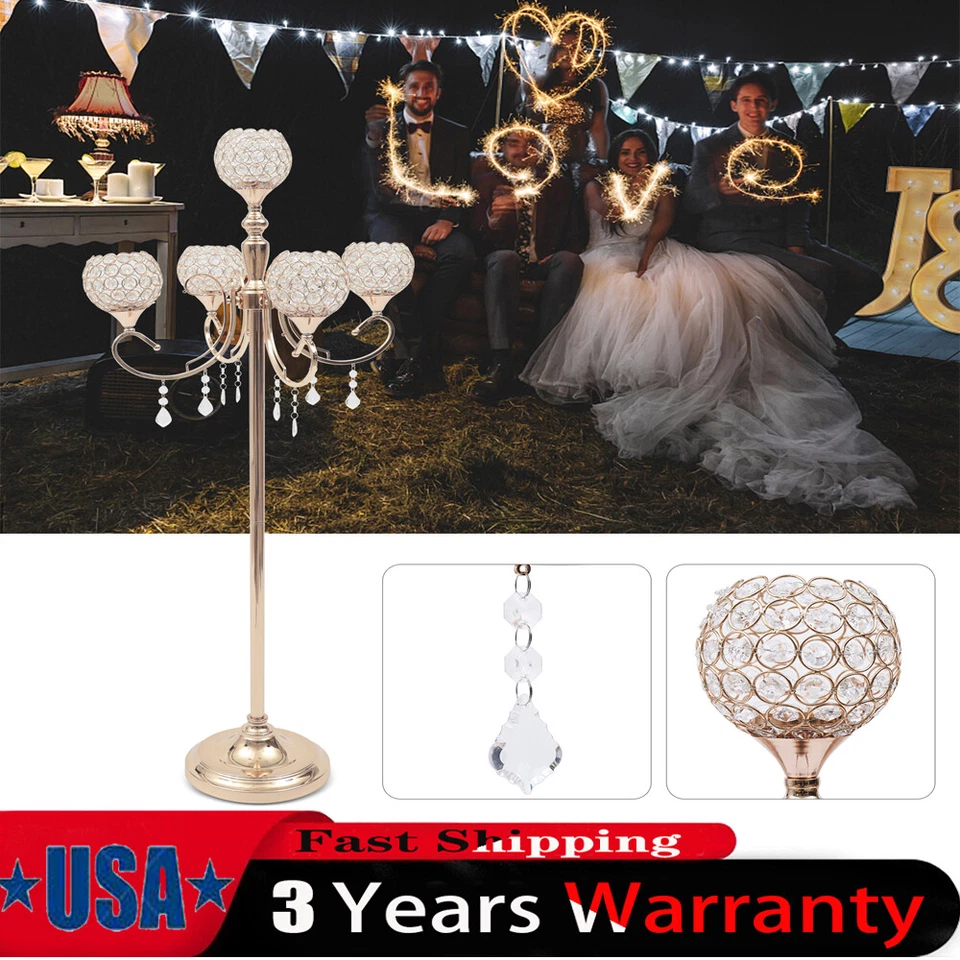 Candelabro de piso dorado de 5 brazos de calidad centro de mesa 49 pulgadas de alto candelabro nuevo Foto 1 de 4