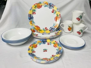 Corelle Fruit Basket 20 Pc Set Plates Bowls Cups Saucers - Picture 1 of 5