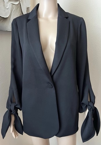 VETEMENTS Blazer Cartonnier by Anthropologie Preppy Career elegante nero manica ad fiocco taglia 6