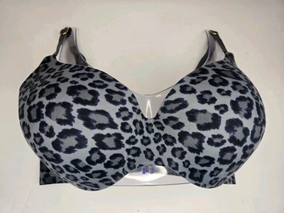 Sujetador Victoria's Secret Forrado Cobertura Perfecta 34DD Gris Estampado Leopardo Foto 1 de 4