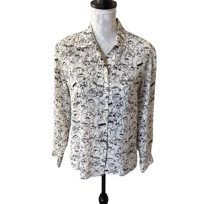 Blusa Le Caviar Para Mujer Vintage Estampado Personas Manga Larga Rara Pequeña Almohadilla para el Hombro Foto 1 de 4