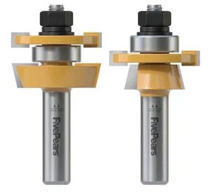 "Juego de brocas de enrutador de riel agitador y estilo Fivepears vástago de 1/2"" 3/8"" profundidad de corte" - Imagen 1 de 9