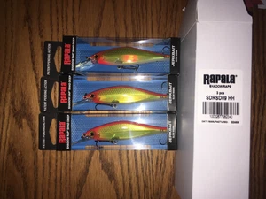 RAPALA  SHADOW RAP SHAD DEEP 09's---3 HOT HEAD COLORED FISHING LUREs - Picture 1 of 1