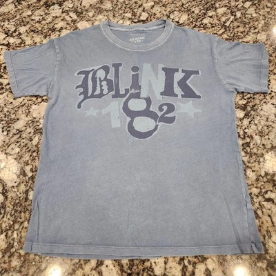 American Eagle T Shirt XS/S Mens Blue Distressed Short Sleeve Blink 182 Band Tee - Image 1 of 4