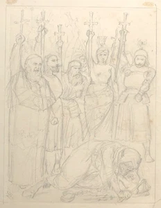 1889 Original Punch Drawing by John Tenniel, "The New Crusade." - Picture 1 of 3