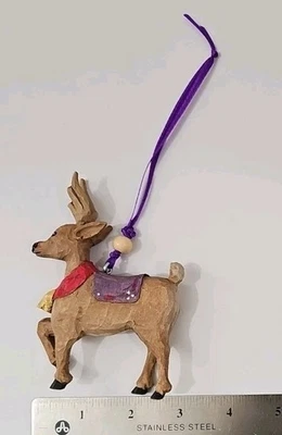 Becky Richards 鲁道夫驯鹿木质圣诞装饰品手工雕刻和绘画  — 第 1/4 张图片