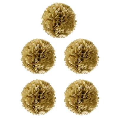 5pcs 8" Gold Tissue Paper Pom Pom Flower Ball - Image 1 of 4