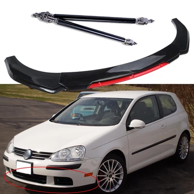 For Volkswagen Rabbit 06-09 Front Bumper Lip Spoiler Splitter Body Kit Black Red — 第 1/4 张图片