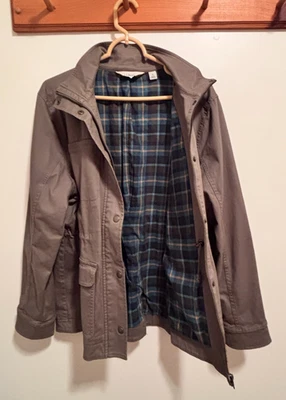 Chaqueta de campo LL Bean utilitaria para mujer verde oliva forrada cremallera frontal pequeña XL Foto 1 de 4