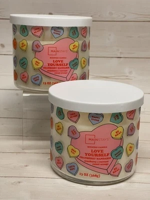 2 свечи Mainstays Love Yourself клюква мандарин конфеты сердца 3 фитиля - Изображение 1 из 2