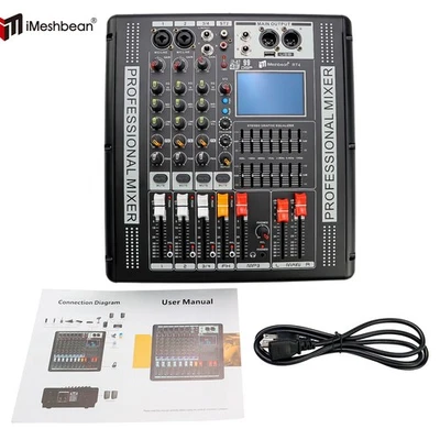 4 Channel 110-220V Pro Power Mixer Audio Mixing Amplifier 99 DSP w/USB Bluetooth - Image 1 of 4