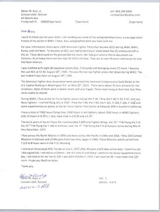 Col. Abner Aust Jr. Hand Signed Letter - Military Pilot Flying Ace - Picture 1 of 2