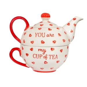 Sass & Belle Love Hearts Tea For One Teapot Set Mug Cup Coffee Home Kitchen Gift - Picture 1 of 1