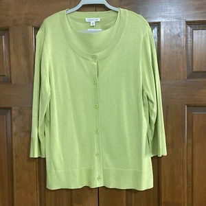 NWT Coldwater Creek Silk Blend Bright Green Shell & Cardigan Set Women’s XL 18 - Picture 1 of 7