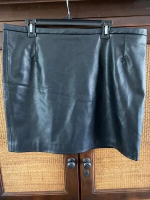 NWT!  Women’s H&M (18) Black Faux Leather Skirt. W19 - Image 1 of 4
