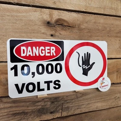 SIGNCHICKEN JURASSIC PARK, MOVIE PROP, T-REX, PADDOCK, 10000 VOLTS DANGER SIGN replica