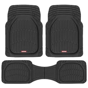 Heavy Duty Automotive Rubber Car Floor Mats 3pc Front Rear in Black All Weather - Picture 1 of 8