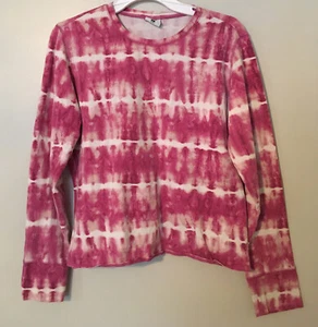 Columbia 100% Cotton Coral Pink Tie Dye Batik Paisley Tunic Blouse Women Size L - Picture 1 of 4