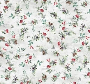 Hoffman Winter Tales Mini Christmas Floral Bouquets Cotton Fabric By The Yard - Picture 1 of 2