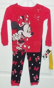 Disney Minnie Mouse Girls Red 2 pc Set Long Sleeve Pajamas Sizes 4, 5-6,6x NEW - Picture 1 of 6