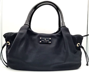 Kate Spade New York Handbag Black Nylon w/ Black Patent Accents Stevie Satchel - Picture 1 of 22