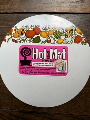 NUEVO Vintage Spice Of Life Redondo Veggie Mushroom Redondo Metal Trivet Hot Mat Foto 1 de 4