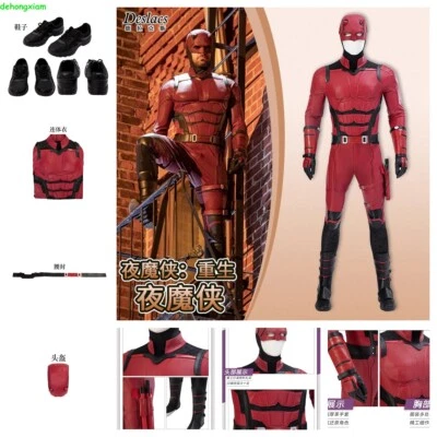 Traje de Renacimiento Daredevil Superhéroe Rojo Mono con Máscara Juegos con disfraces Trajes Foto 1 de 4