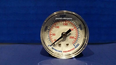Compressor Pressure Gauge 1/8" Brass NPT Back Mount 4000 PSI 1.5" Chrome Case  - Image 1 of 3