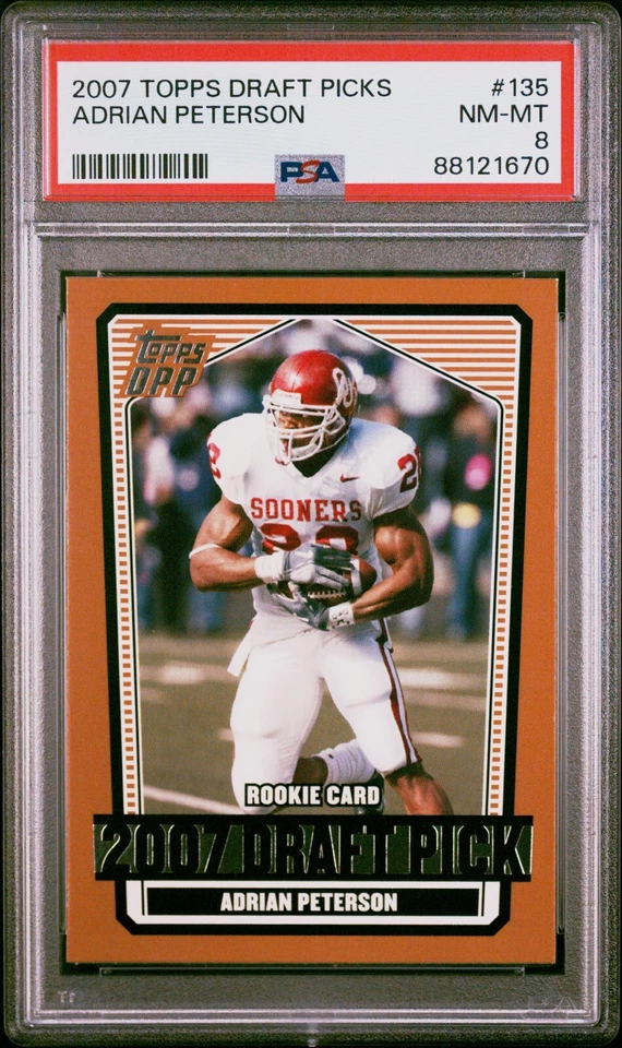 2007 Topps Draft Picks & Prospects ADRIAN PETERSON rookie RC PSA 8 Low Pop 23 - Image 1 of 2