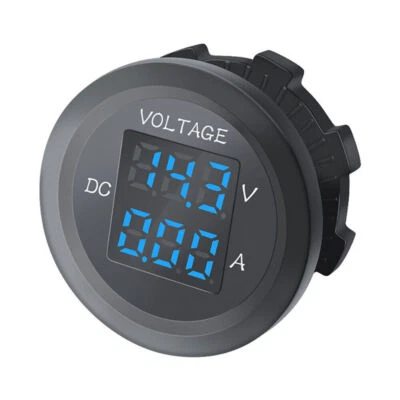 Blue LED Digital Display Volt Meter Ammeter Voltage Car Voltmeter Amp Dual Round - Image 1 of 4