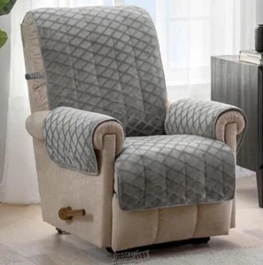 Fairmont Diamond Plush Recliner Seatcover Grey 65"Dx78"W Machine Washable - Picture 1 of 2