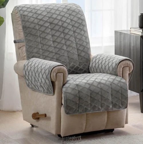 Funda de asiento reclinable Fairmont Diamond de felpa gris 65"Dx78"W lavable a máquina Foto 1 de 2