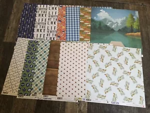 Lot Of 12 Fancy Pants. Lake Life 12”x12” Scrapbooking Papers. Double sided - Picture 1 of 3