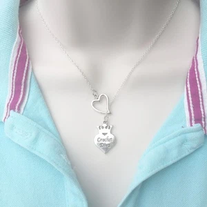 I Love to be Crochet Diva Antique Silver Hand Crafted Lariat Style Y Necklace. - Picture 1 of 6