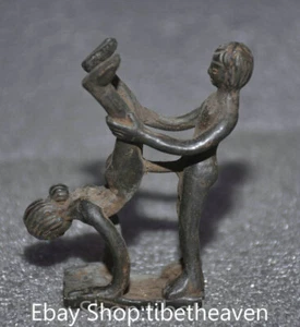 3,2 Zoll alte tibetische Bronze Buddhismus Mann Frauen machen Liebe Pornografie Skulptur - Bild 1 von 9
