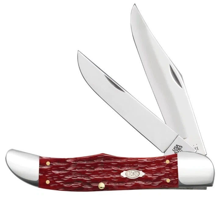 Case 31960 Peach Seed Jig Dark Red Bone CS Folding Hunter with Sheath (12973398) - Image 1 of 1