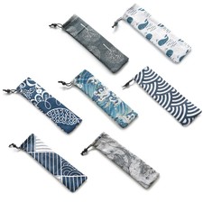2x Japanese Portable Canvas Drawstring Bags Storage Pouch Cutlery Bag For Travel
