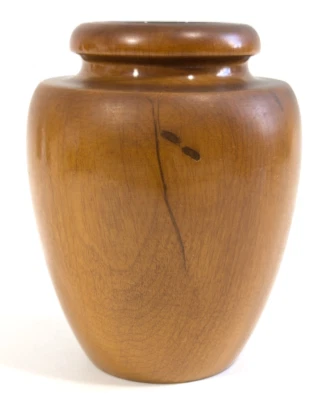 Vaso de madeira Oregon Myrtlewood com forro de vidro 5" virado à mão vintage - Imagem 1 de 4