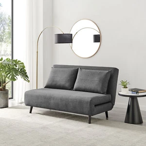 **Seconds** Bobby Dark Grey Double Folding Sofa Bed Compact Click-Clack Mechani - Picture 1 of 5