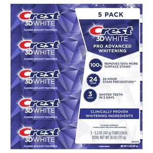 Crest 3D White Advanced Whitening Toothpaste, 5.2 oz, 5-count - Bild 1 von 1