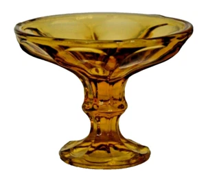 Vintage Amber Glass Pedestal Candle Holder / Soap Dish/ Candy Dish/ Trinkets MCM - Picture 1 of 10