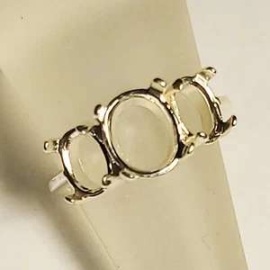 PRE-NOTCHED 3 STONE OVAL CAB RING 10X8 & 8X6 OVAL SIDES IN .925 SILVER CR223SS - Picture 1 of 7