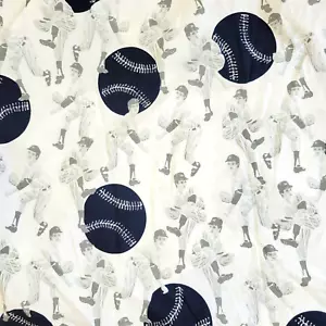 BASEBALL per bambini Pottery Barn blu navy e grigio FOGLIO DOPPIO PIATTO 64" X 94" - Foto 1 di 2