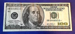 2003 $100 DOLLAR *STAR* FRN NOTE GREEN SEAL DB 04485015* CRISP (B) - Picture 1 of 6