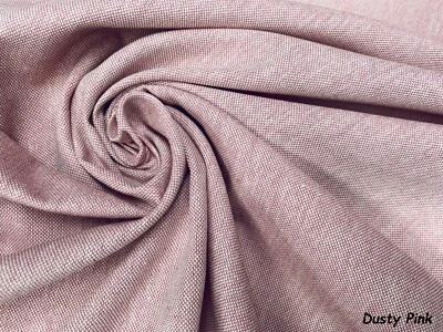 Linen Look Plain Culla Fabric Furnishing Cotton Curtain 55" Wide - DUSTY PINK - Image 1 of 4