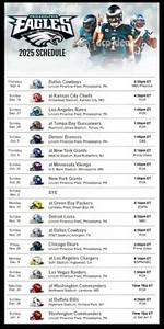 PHILADELPHIA EAGLES 2025 NFL Football Schedule Refrigerator Magnet 4 by 8 inch - Picture 1 of 1