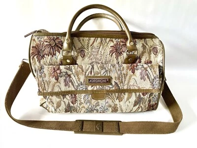 Bolso de viaje de lona vintage Jordache tapiz floral cremallera correa para el hombro 16" Foto 1 de 4