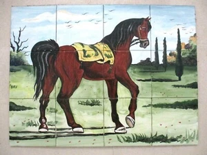 32" x 24" Hand painted Ceramic tile art panel mural Horse Backsplash - Picture 1 of 10