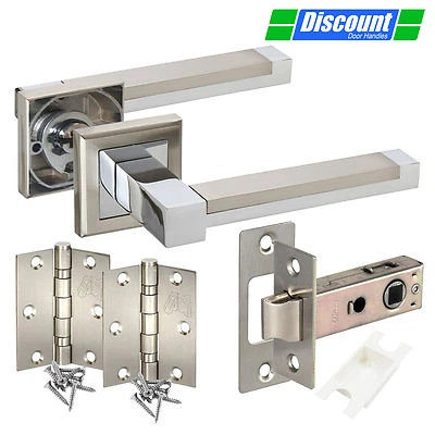 Door Handle Pack for Internal Doors with Straight Lever Handles on Square Rose - Image 1 of 3