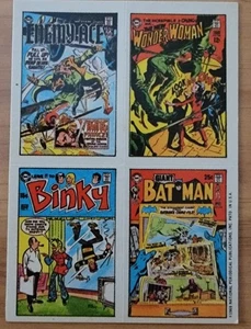 Pegatinas de portada de cómic Topps 1969 Enemy Ace, Wonder Women, Binky, Batman (b1) - Imagen 1 de 2